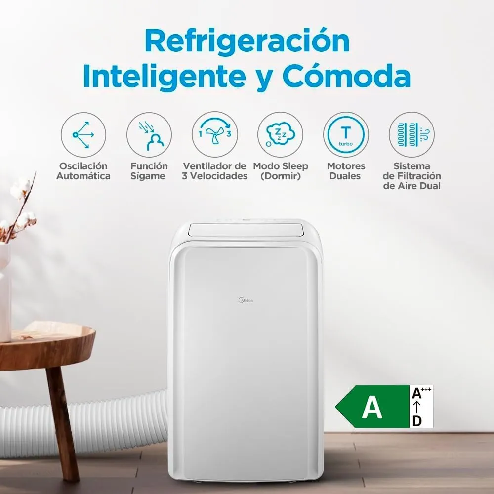 Midea Pingüino aire acondicionado portátil | 2300 frigorías / 9000 BTU | Climatizador portátil frío silencioso 2700 W | Enfriado