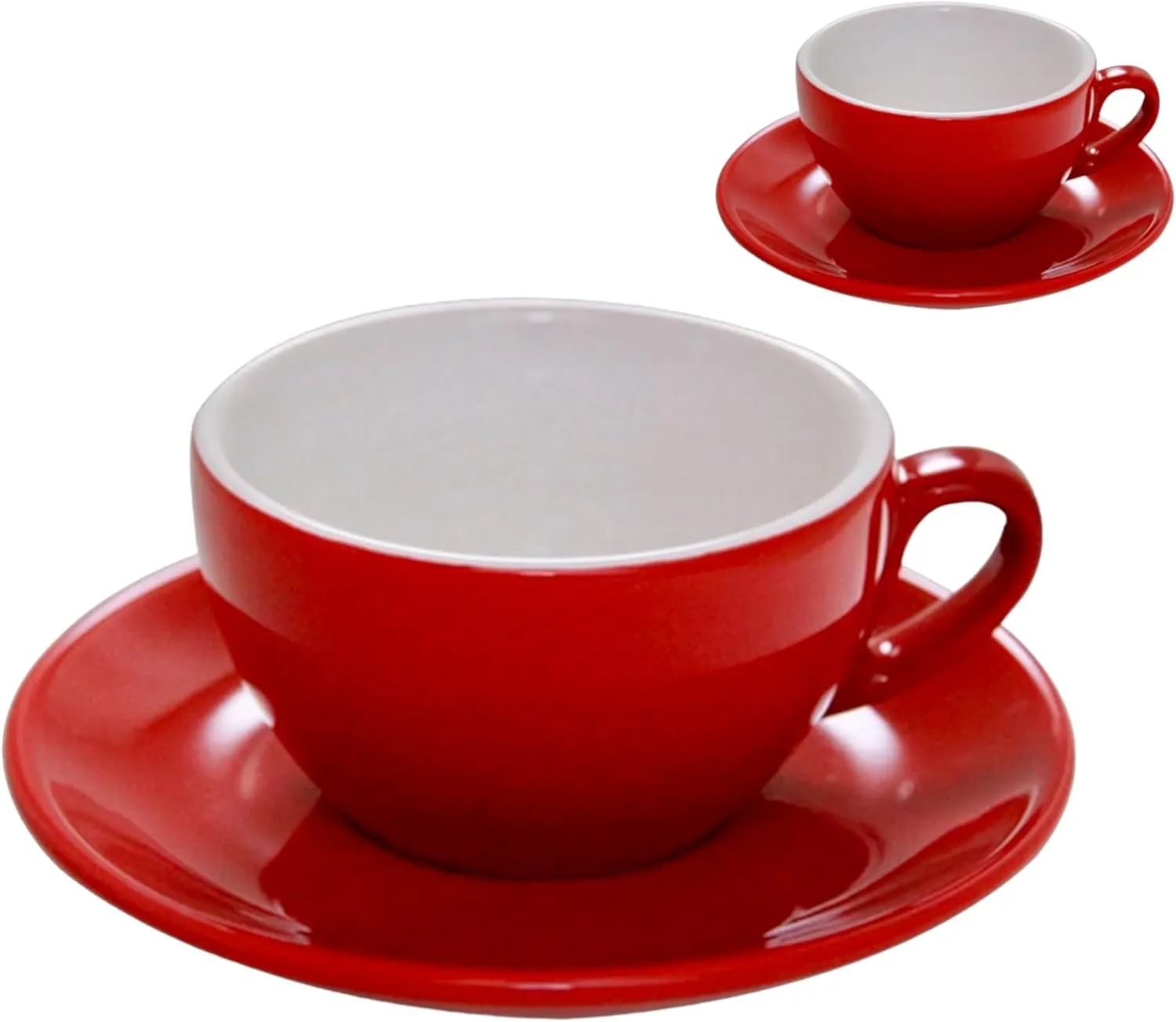 MY Obsession Juego de tazas de café con capuchino, 200 ml, tazas de té, latte macchiato, paredes gruesas, extragrandes, color ro