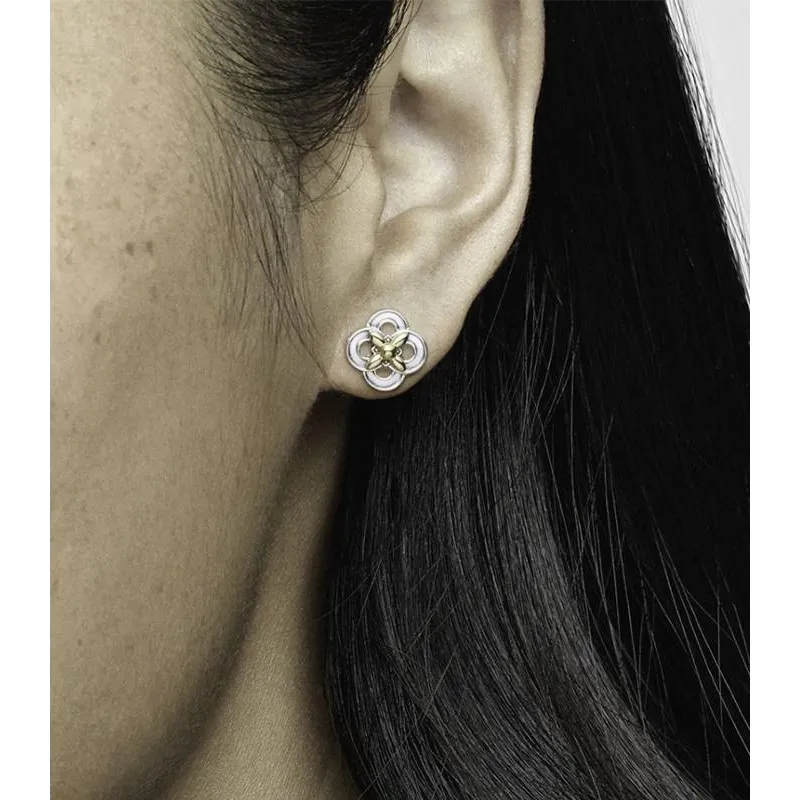Pendientes Pandora de botón en plata de ley Flores 299349C00